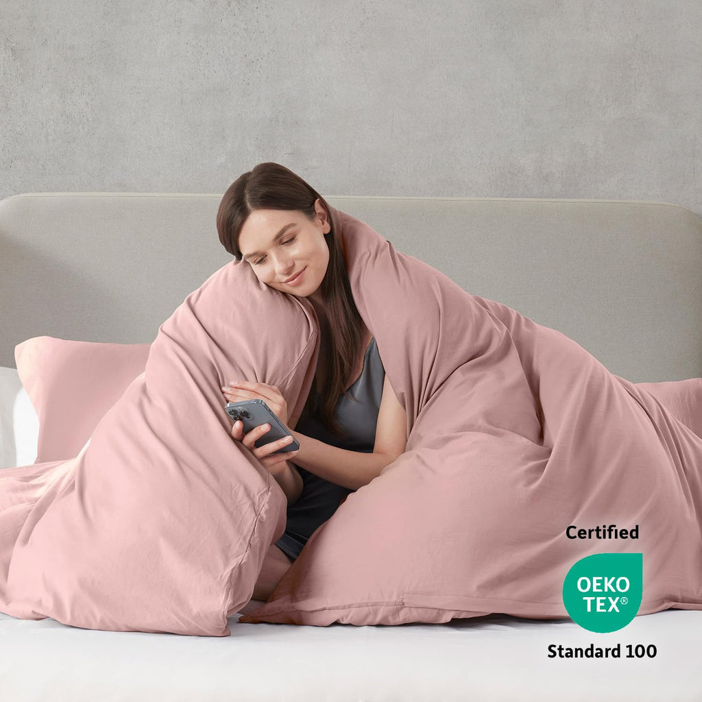 Nestl Twin Duvet Cover Set - Soft Prewashed Blush Pink Duvet Cover Twin/Twin Xl, 2 Piece, With Zipper Closure, 1 Duvet Cover 68X90 Inches And 1 Pillow Sham - No Comforter