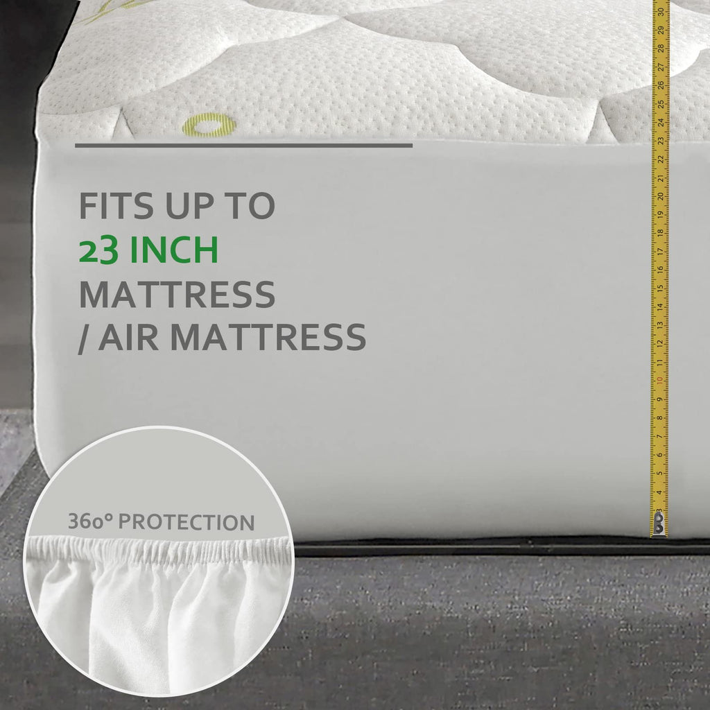California King Air Mattress Pad, Thick Quilted Mattress Topper Cal King, Soft Breathable And Noiseless Down Alternative Fiber Pillow Top Mattress Cover With Deep Pocket Fits Up To 23 Inch Mattress
