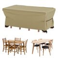 Velway Patio Furniture Set Cover - Heavy Duty 420D Waterproof Weatherproof Outdoor Dining Table And Chairs Furniture Set Cover With Reflective Tape Square 49'L X 49'W X 29'H - Khaki