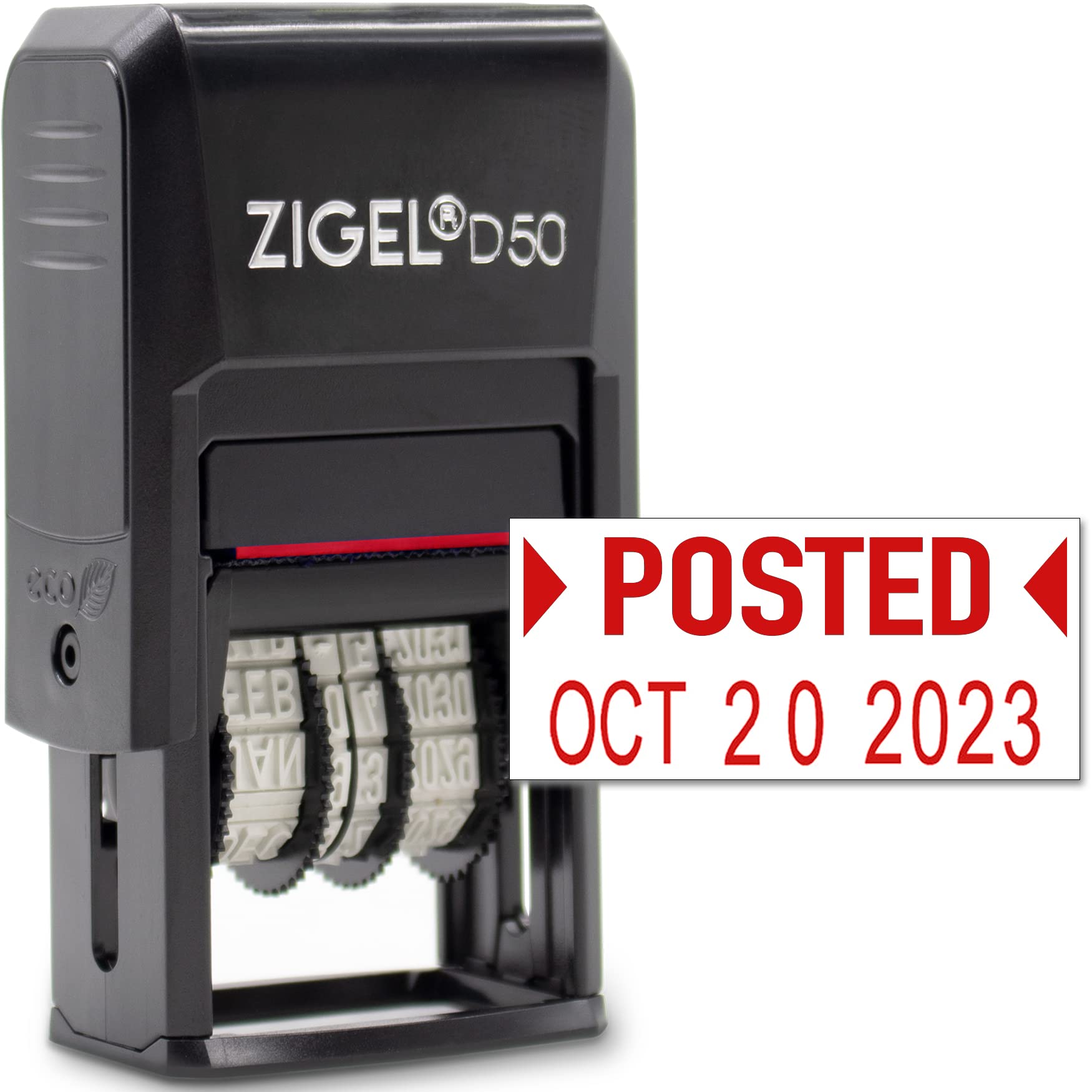 Zigel D50 Date Stamp With Posted - Self Inking Date Stamp - Red