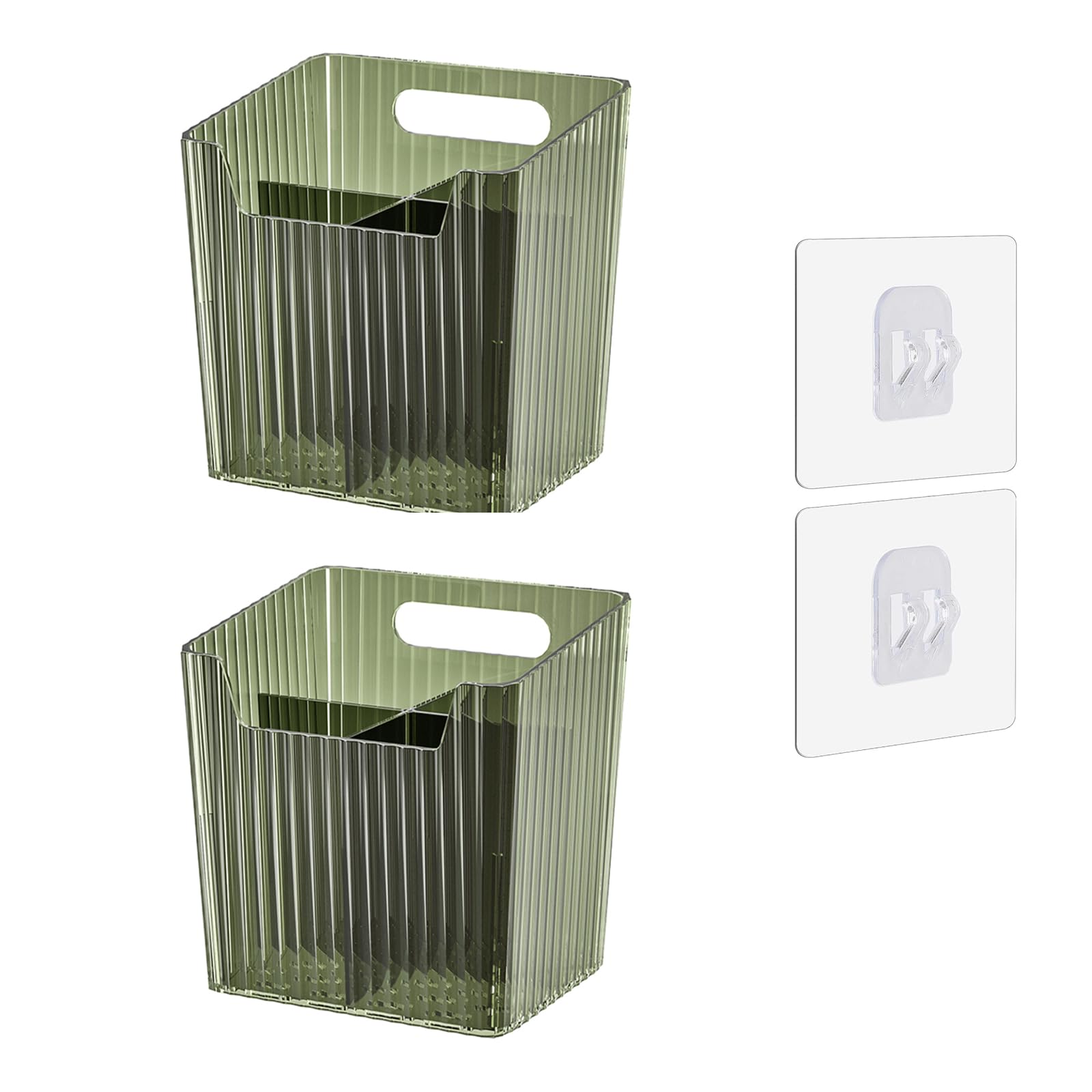 Set Of 2 Storage Organizer Bins Wall Mounted Shower Caddy, Bathroom shelves Stackable Clear Plastic Toothbrush Holder Adhesive H