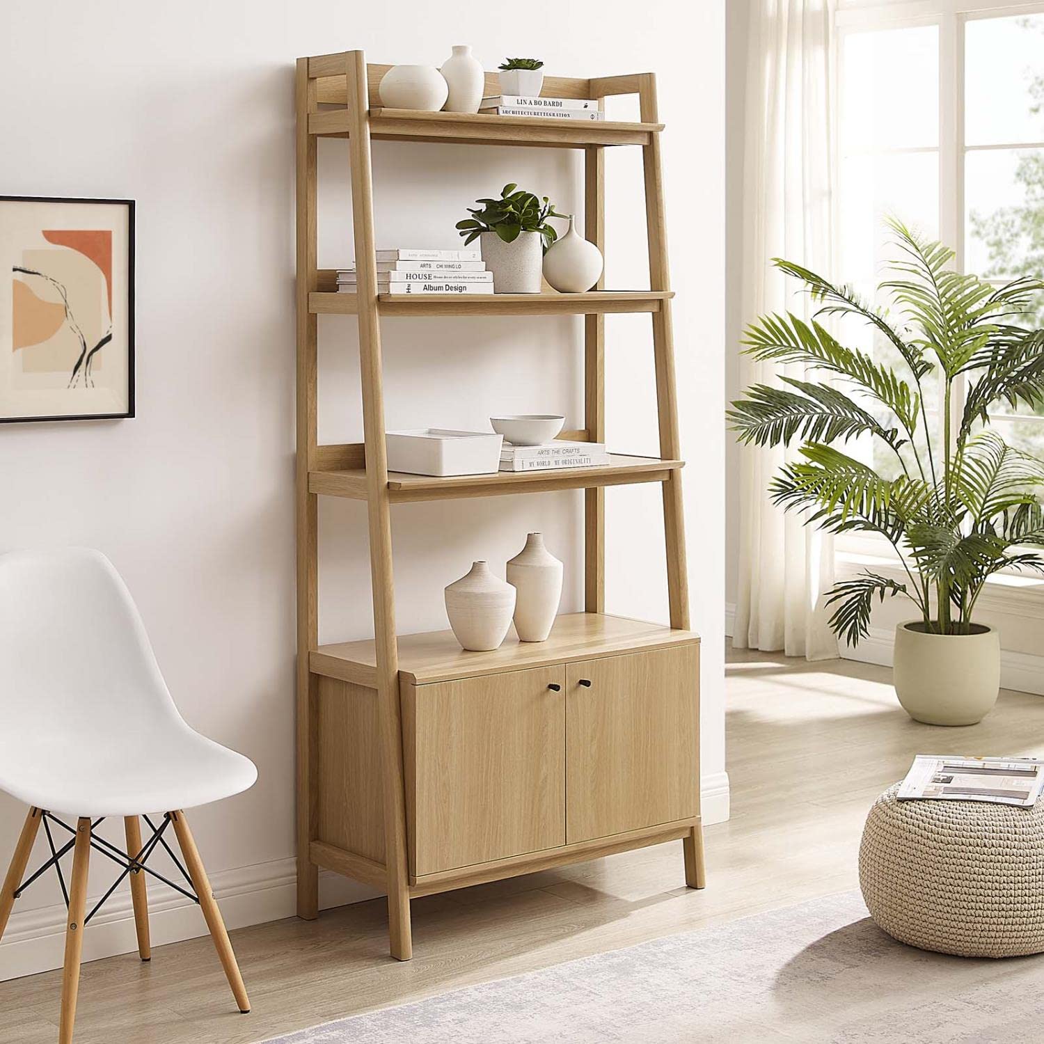 Modway 33&Quot; Bookshelf Display Case In Oak