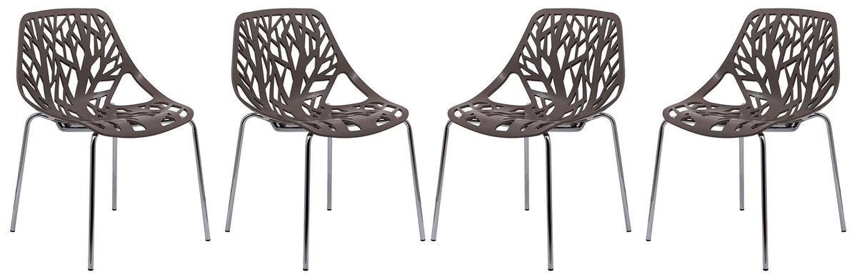Modern Asbury Dining Chair w/ Chromed Legs, Set of 4