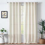 Jinchan Ivory Curtains For Living Room Bedroom Linen Textured Curtains 90 Inches Long Farmhouse Country Curtains Casual Weave Ba