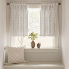 Jinchan Boho Kitchen Curtains Linen Tier Curtains 36 Inches Bohemian Small Cafe Curtains Gray Striped Farmhouse Curtains For Bathroom Rv Camper Light Filtering Rod Pocket 2 Panels Grey On Beige