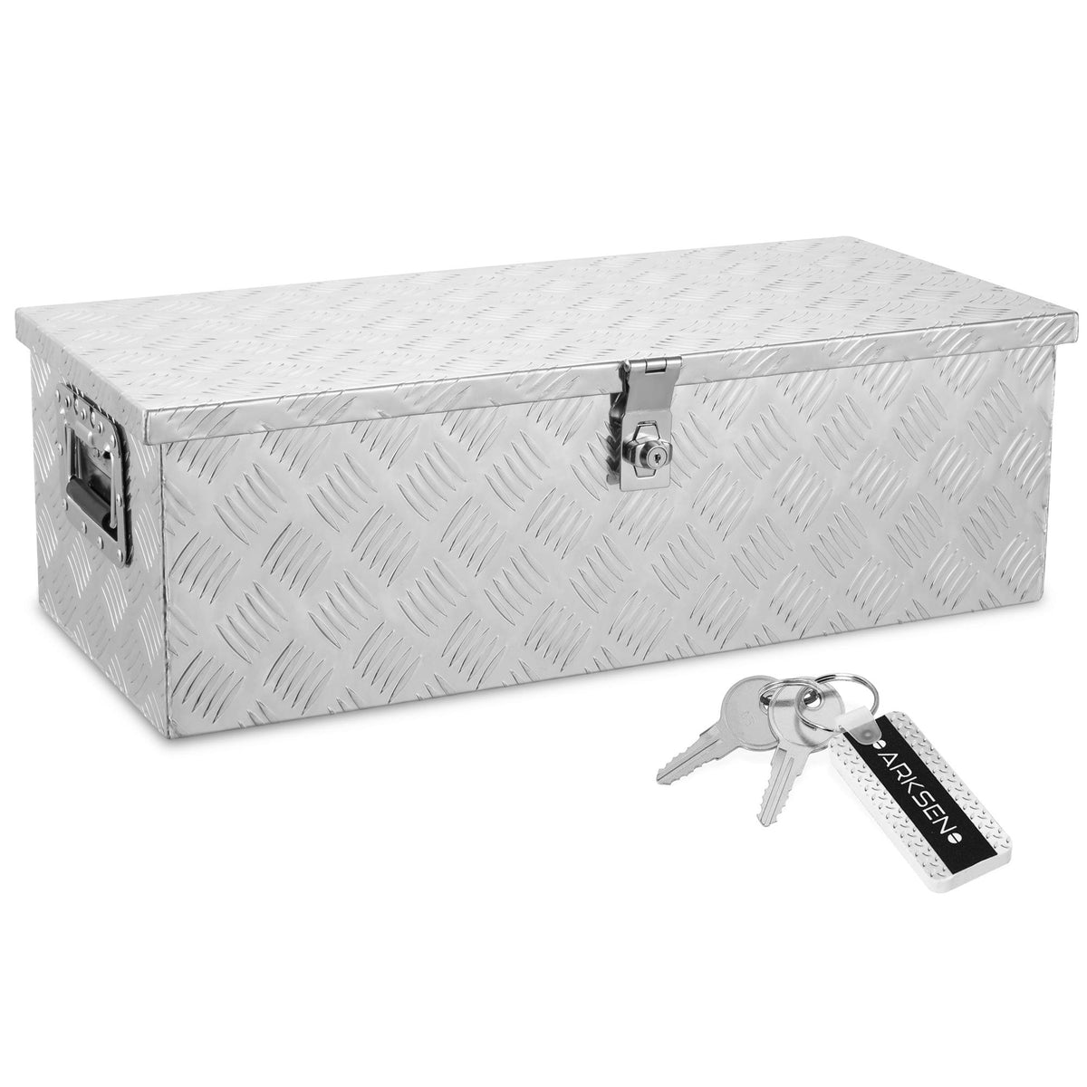 Arksen 30 Inch Heavy Duty Aluminum Trailer Tool Box Chest Box Pickup Truck Bed Storage Toolbox For Rv, Truck, & Trailer With Sid