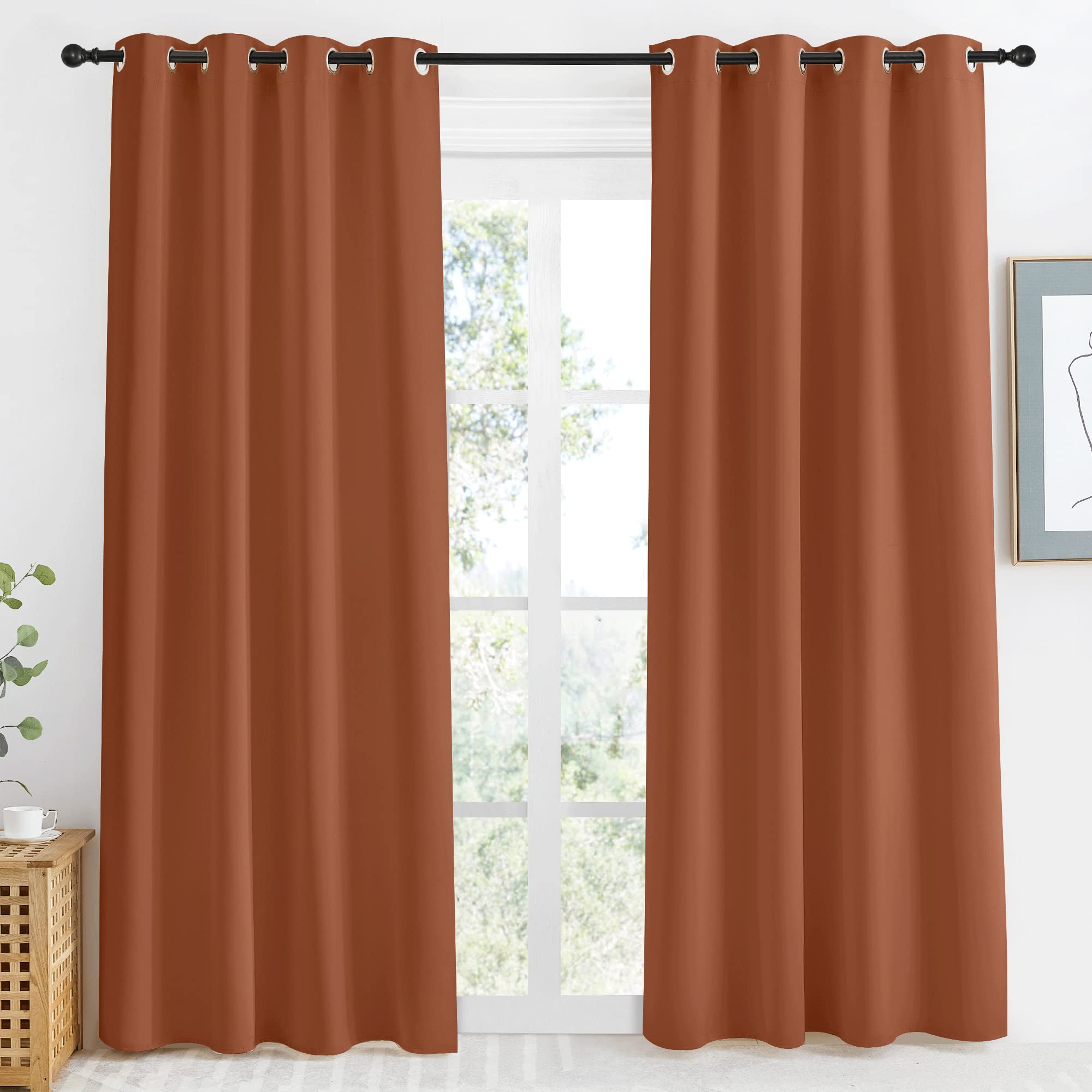 NICETOWN Halloween Blackout Burnt Orange Curtain & Drape, W55 x L86, 1 Panel, Room Darkening Light Blocking Window Treatment for