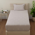 Huesland By Ahmedabad Cotton 144 Tc Cotton Bedsheet Single Bed With 1 Pillow Cover | Oat Brown & White