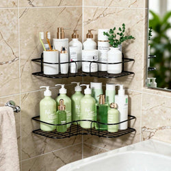 Well Set Self Adhesive Corner Shelf For Bathroom/Adhesive Shelf For Kitchen With Magic Sticker/Bathroom Organizer Without Drill 