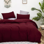 Karever Burgundy Comforter Set King Size Dark Red Bedding Set Pure Burgundy Beddig Soft Durable Quilt Set Women Durable Lightwei