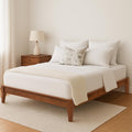 Merax Mid-Century Bamboo Platform Bed, Queen Size Bed Frame with Wood Slat Support, No Box Spring Needed, Easy Tool-Free Assembl