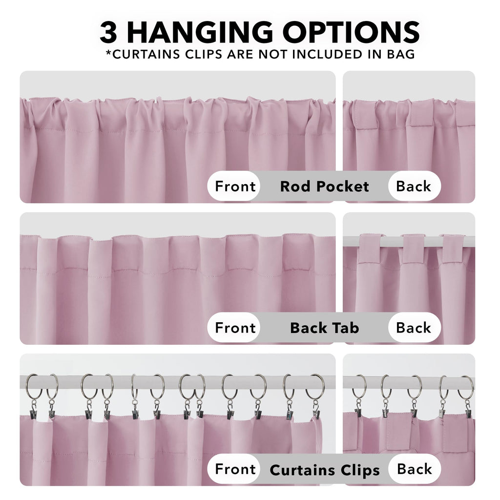 Deconovo Blackout Curtains Insulated Thermal, Rod Pocket And Back Tab Curtains - Room Darkening Curtains For Living Room, 52X95 Inch, Lavender, Set Of 2