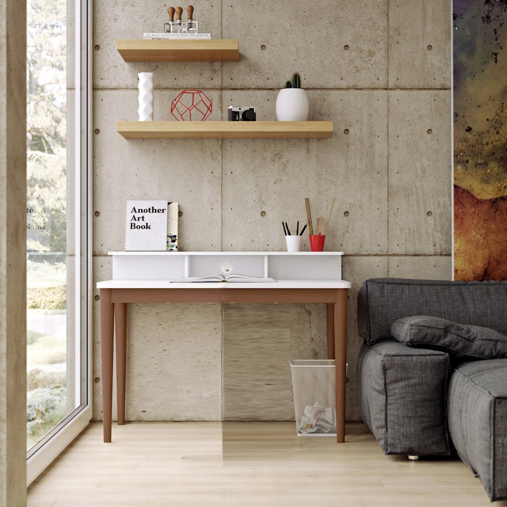 Aprodz Mango Wood Modulo Study Desk Table For Home And Office | Brown & White Finish