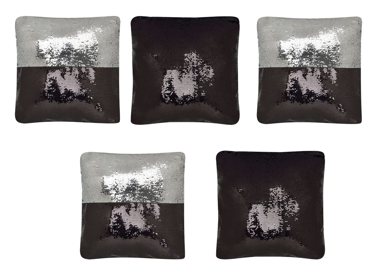 Black Gold The Finer Touch Fancy Chamki Cotton/Dual Colour Changing/Magic/Swipe Cushion Cover H50 (Size 40X40) Pack Of 5 Blacksi