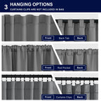 Hiasan Grey Blackout Curtains 54 Inch Long, Light Blocking Thermal Insulated Rod Pocket & Back Tab Gray Drapes Sewn With Tieback