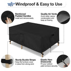 Outdoorlines Outdoor Waterproof Patio Table Furniture Set Covers - Rectangle Couch Sectional Cover Outside Weatherproof Patio Furniture Covering For Deck, Lawn And Backyard 74'L X 47'W X 28'H, Black