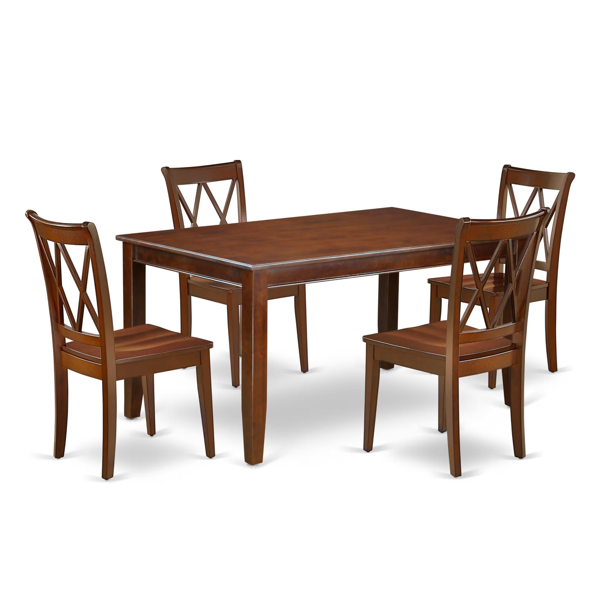 East West Furniture DUCL5-MAH-W 5 Piece Dining Room Furniture Set Includes a Rectangle Kitchen Table and 4 Dining Chairs, 36x60 