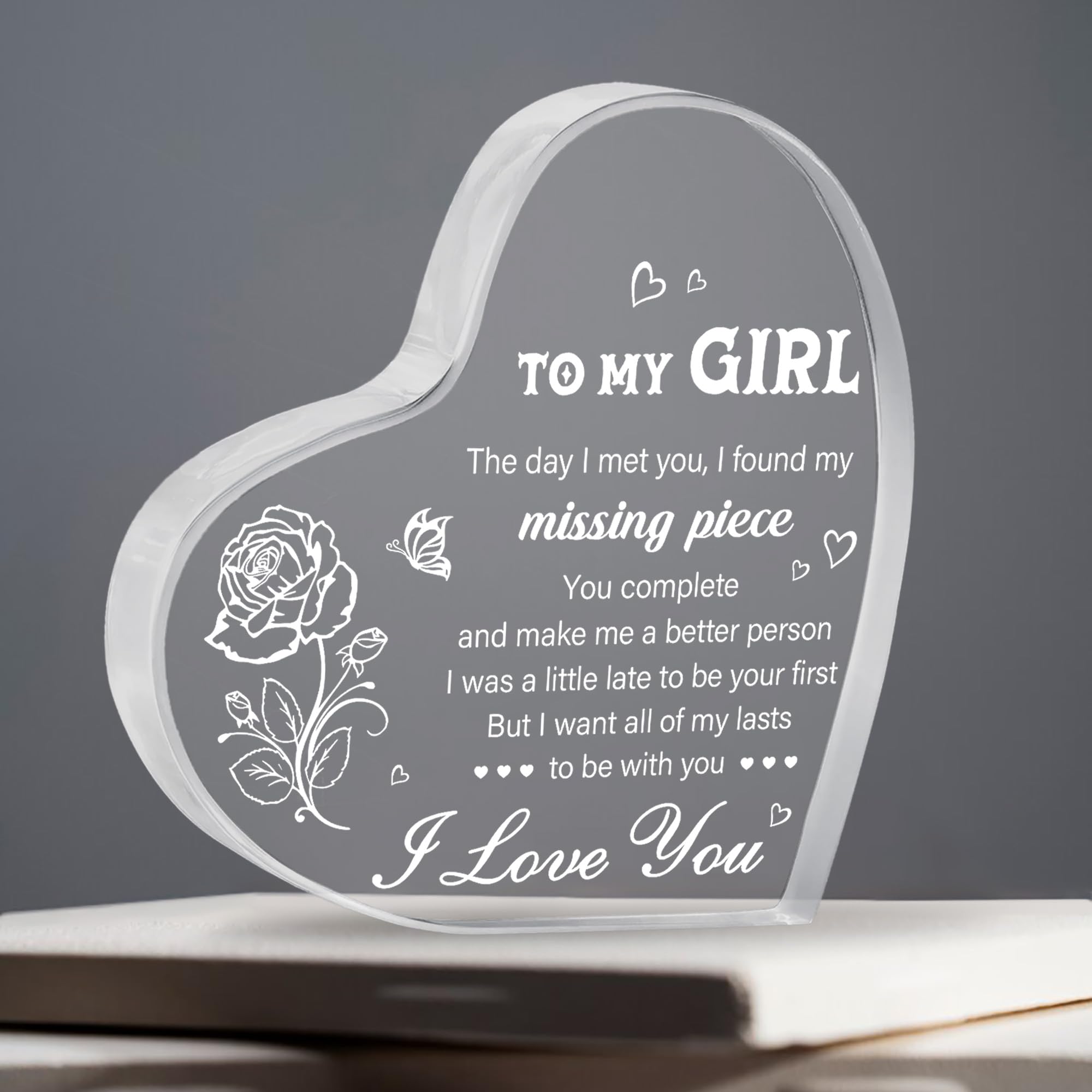 Valentine'S Day Ideas Gifts For Wife Girlfriend Acrylic Keepsake 3.9X3.9 Inch Couples Birthday Gift Engraved Sign Plaque Present