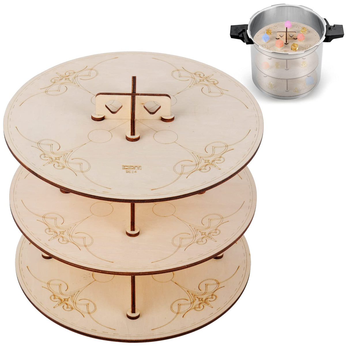 CZYY Pressure Pot Dice Rack, 3Tier Birch Plywood Shelf for Resin Molds