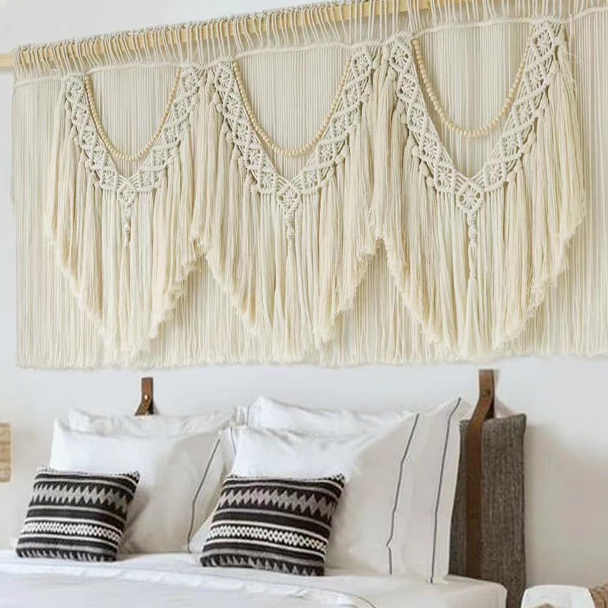 IOWER Macrame Wall Decor 75 W x 35 L Extra Large Macrame Wall Hanging Craftsmanship Boho Wall Decor