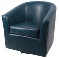 New Pacific Direct Ernest Bonded Leather Swivel Chair,Vintage Blue,Fully Assembled