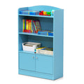 Furinno Lova Bookshelf with Storage Cabinet, 2-Shelf with Doors, Light Blue