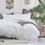 Clothknow White Comforter Set Queen White Ruffles Bedding Comforter Sets Boho Queen Comforter White Rustic Comforter Soft Shabby