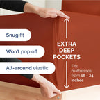 Extra Deep Pocket King Sheets - 4 Piece Breathable & Cooling Bed Sheets - Hotel Luxury Bed Sheet Set - Soft, Wrinkle Free & Comfy - Easily Fits Extra Deep Mattresses - Deep Pocket Terracotta Sheets