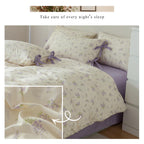 Cotton Duvet Cover King Chic Purple Floral Bedding Set Vintage Botanical Lavender Flower Duvet Cover Garden Style Lilac Floral C