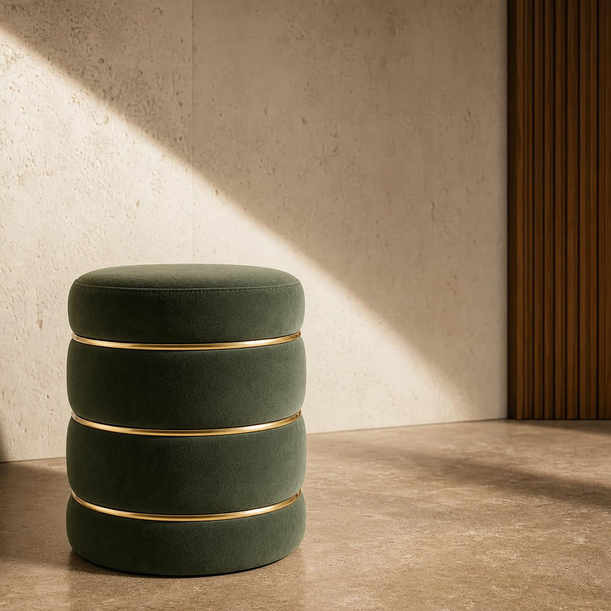 Raxily Round Ottoman Stool For Living Room & Bedroom | Velvet Footrest, Pouf Seat & Vanity Stool | Modern Accent Stool For Home,