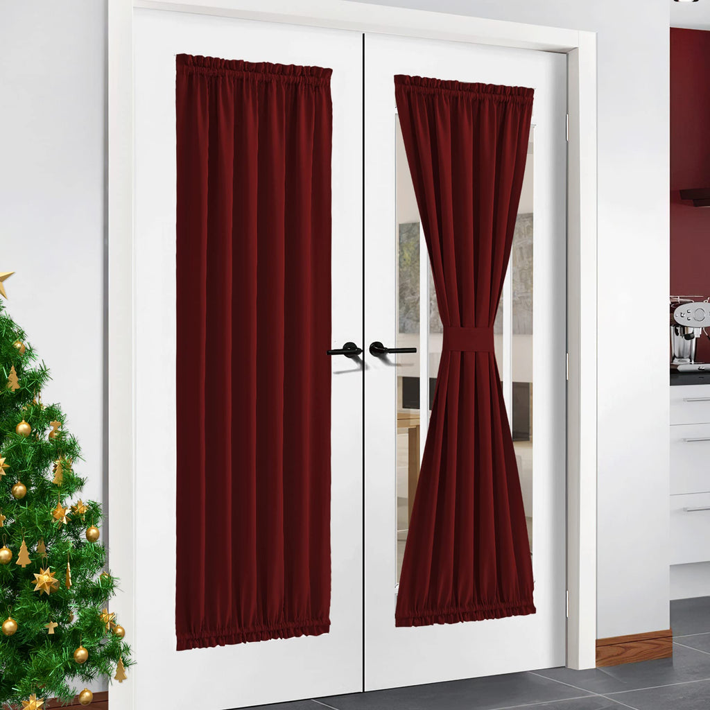 Nicetown Front Door Curtains For Doorways - Functional Thermal Insulated Blackout Curtain Door Blind And Shade Panel For French/Patio Door (1 Panel, 54W By 72L Inches, Burgundy)