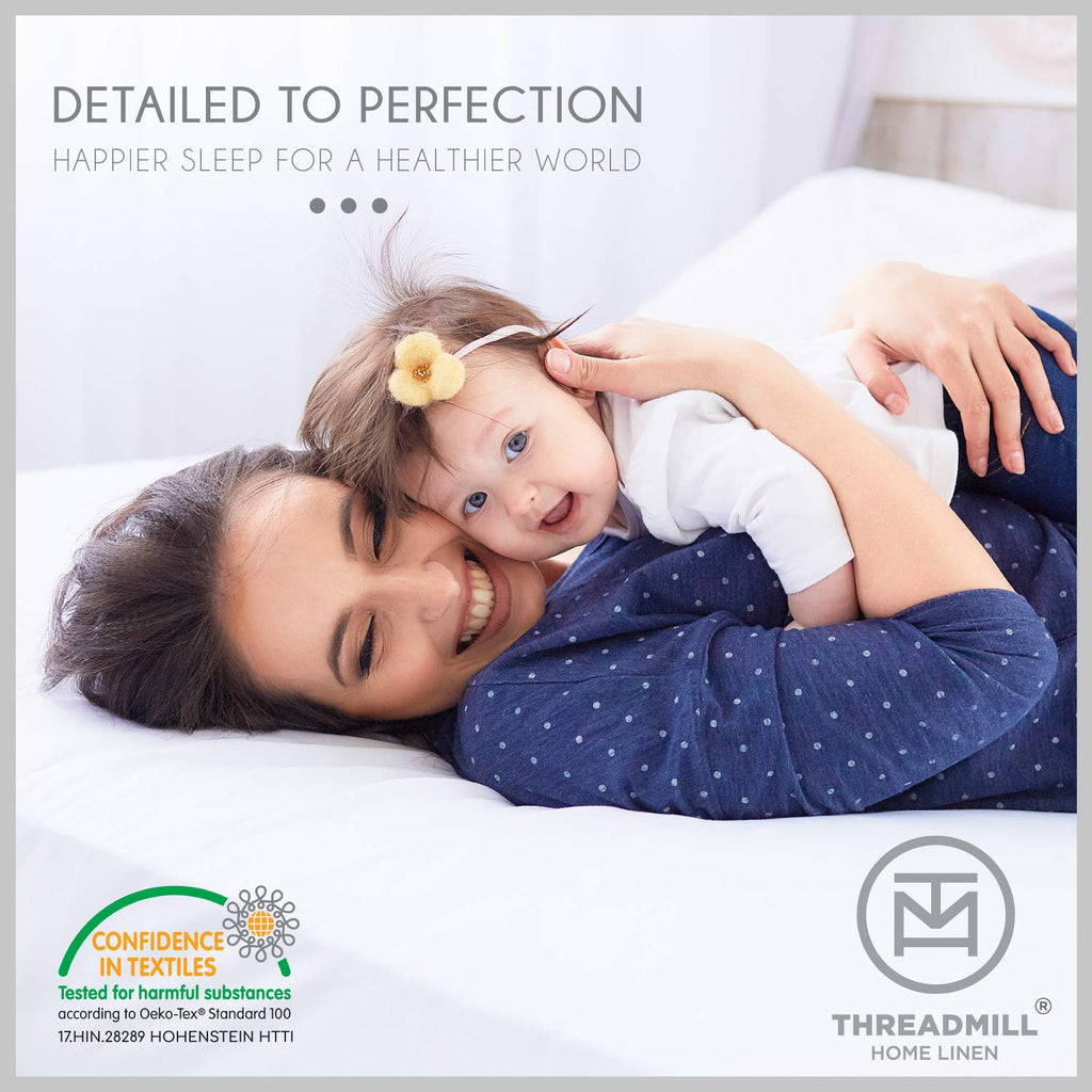 Threadmill 500 Thread Count Twin Size Damask Stripe, 3 Pc Luxury Cotton Bedding Set, Breathable & Soft Stripe Hotel White Sheets