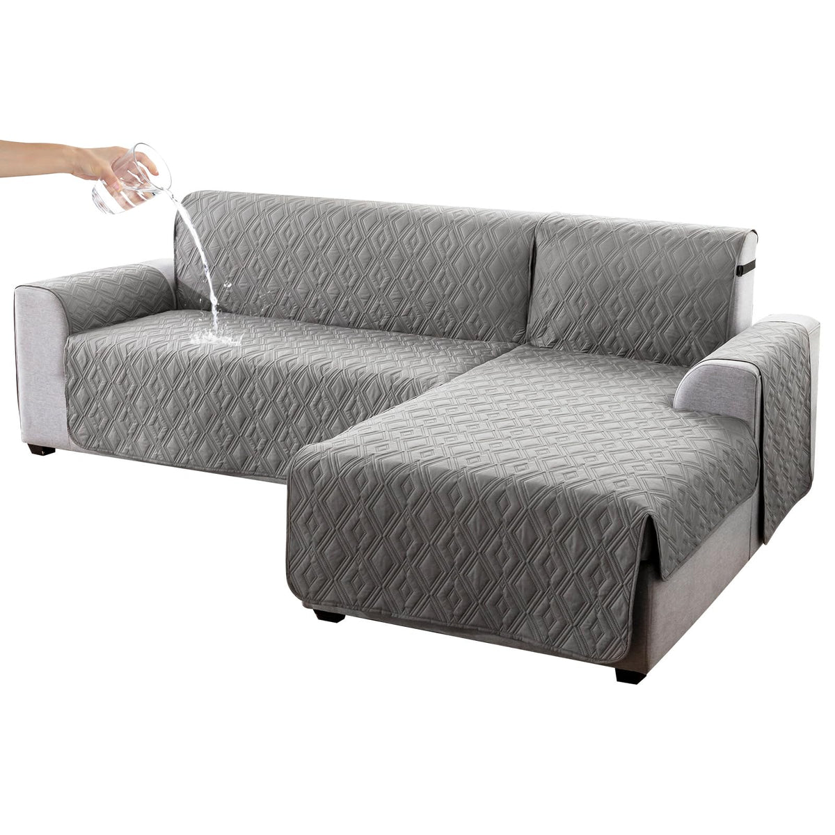 Genina Sectional Couch Covers for Dogs L Shaped Sofa Covers Chaise Lounge Cover Reversible Couch Covers for Sectional Sofa L Sha