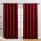 Nicetown Christmas Burgundy Bedroom Curtains Blackout Draperies, Home Decorations Thermal Insulated Solid Grommet Blackout Drape