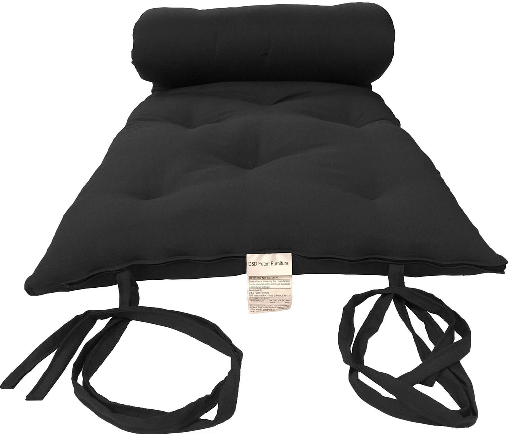 D&D Futon Furniture Cotton/Foam Traditional Japanese/Thai Floor Rolling Futon Mattresses, Yoga Meditation Mats, 3X30X80 Black