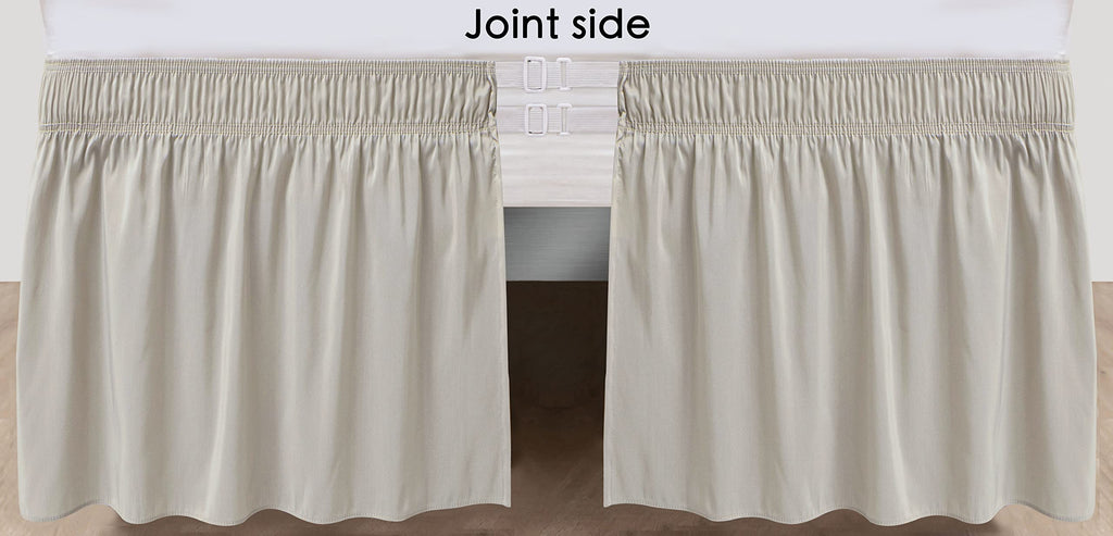 Biscaynebay Wrap Around Bed Skirts For King & Cal King Beds 16' Drop, Camel Grey Adjustable Elastic Dust Ruffles Easy Fit Wrinkle Resistant Silky Luxurious Fabric Machine Washable