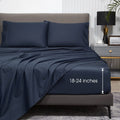 Hyprest Extra Deep Pocket Queen Sheet Sets Fits 18'-24' In Thick Mattress -100% Cotton Queen Sheet Set,Navy Blue Sheets Soft W