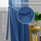 Hiasan Sheer Curtains For Bedroom With Tiebacks, Grommet Light Filtering Extra Wide Voile Texture Window Curtains For Living Room, Kids' Room And Nursery, Navy Blue, W70 X L84, 2 Soft Drape Panels