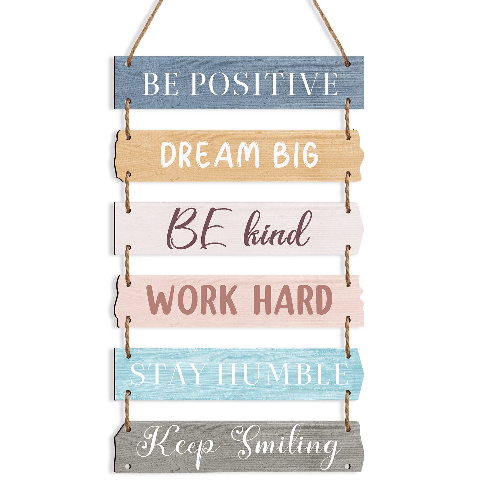 6 Pieces Rustic Wall Hanging Plaque Sign Inspirational Wall Art Farmhouse Wooden Wall Signs Positive Wall Plaque with Quotes Mot