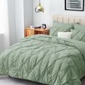 Himeet Green Comforter King Size Comforter Set 7 Pieces Pintuck Green Comforter King Bed In A Bag King Size Bedding Sets Pinch P