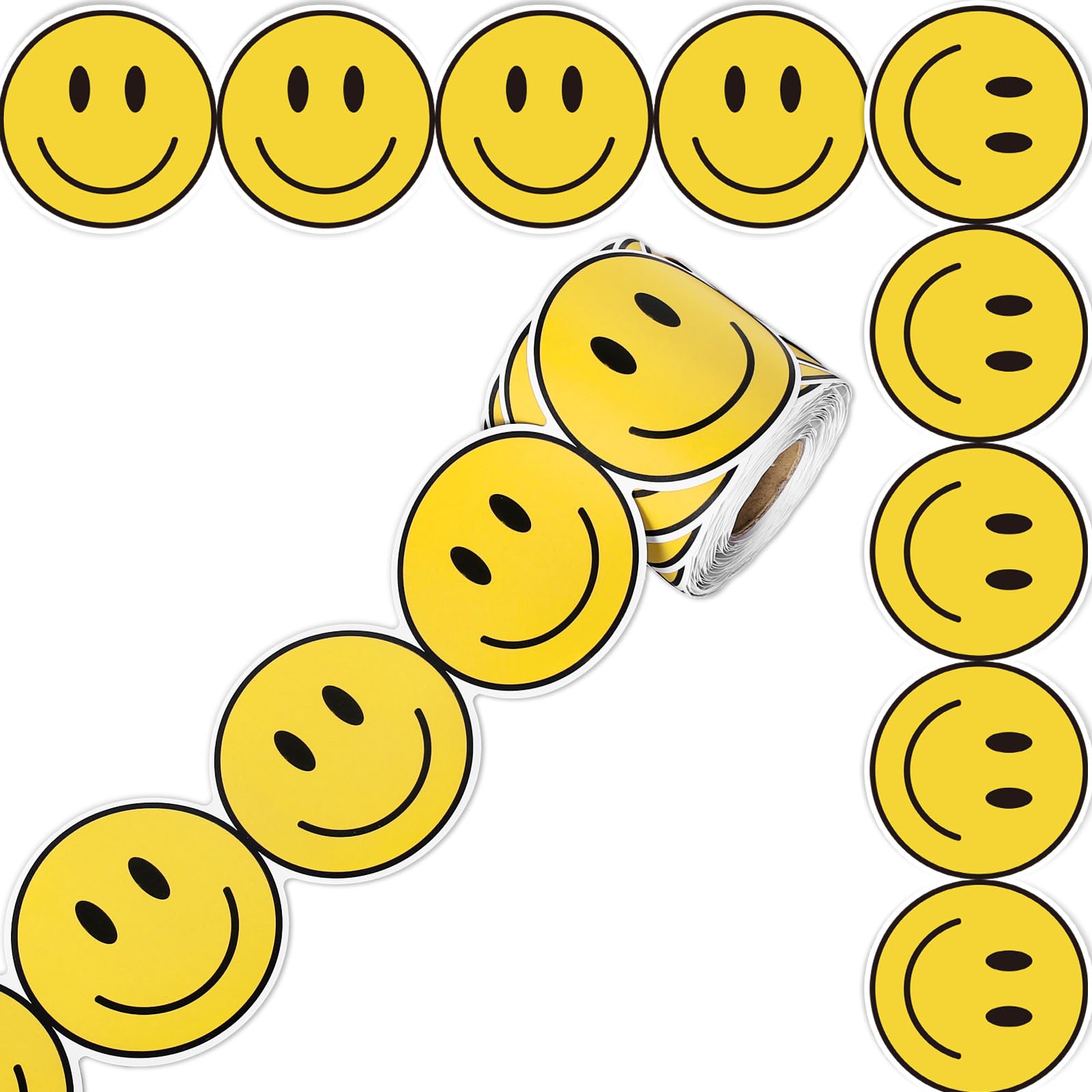 Whaline 65.6Ft Back To School Bulletin Board Border Smiling Face Trim Border Non-Stick Yellow Paper Border Roll For Teachers' Da