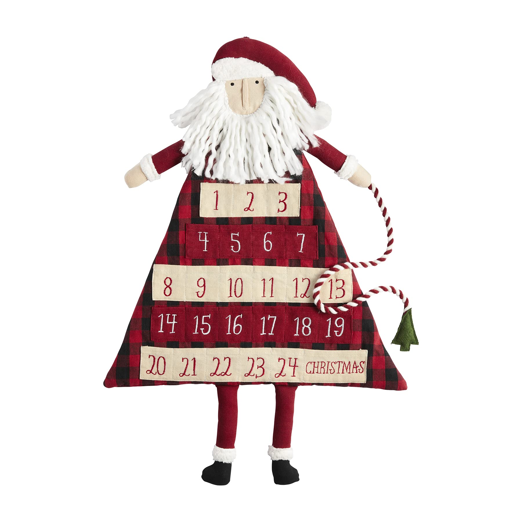 Mud Pie Children's Christmas Santa Advent Calendar, Buffalo Check, 25' x 17'