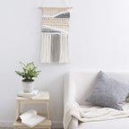 Mkono Macrame Wall Hanging Woven Boho Decor Gray Yarn Fringe Tassel Handmade Home Decoration For Bedroom Living Room Dorm Nurser