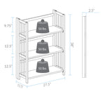Casual Home 3-Shelf 27.5' Wide Folding Stackable Bookcase, Chestnut (New)