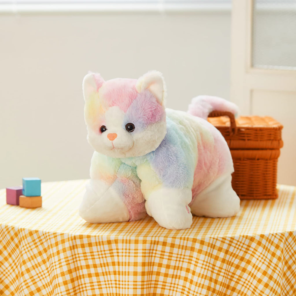 Glow Guards 16' Light Up Musical Rainbow Cat Stuffed Animal Glowing Colorful Cute Soft Kitty Plush Toy Pillow Sofa Decors Chris