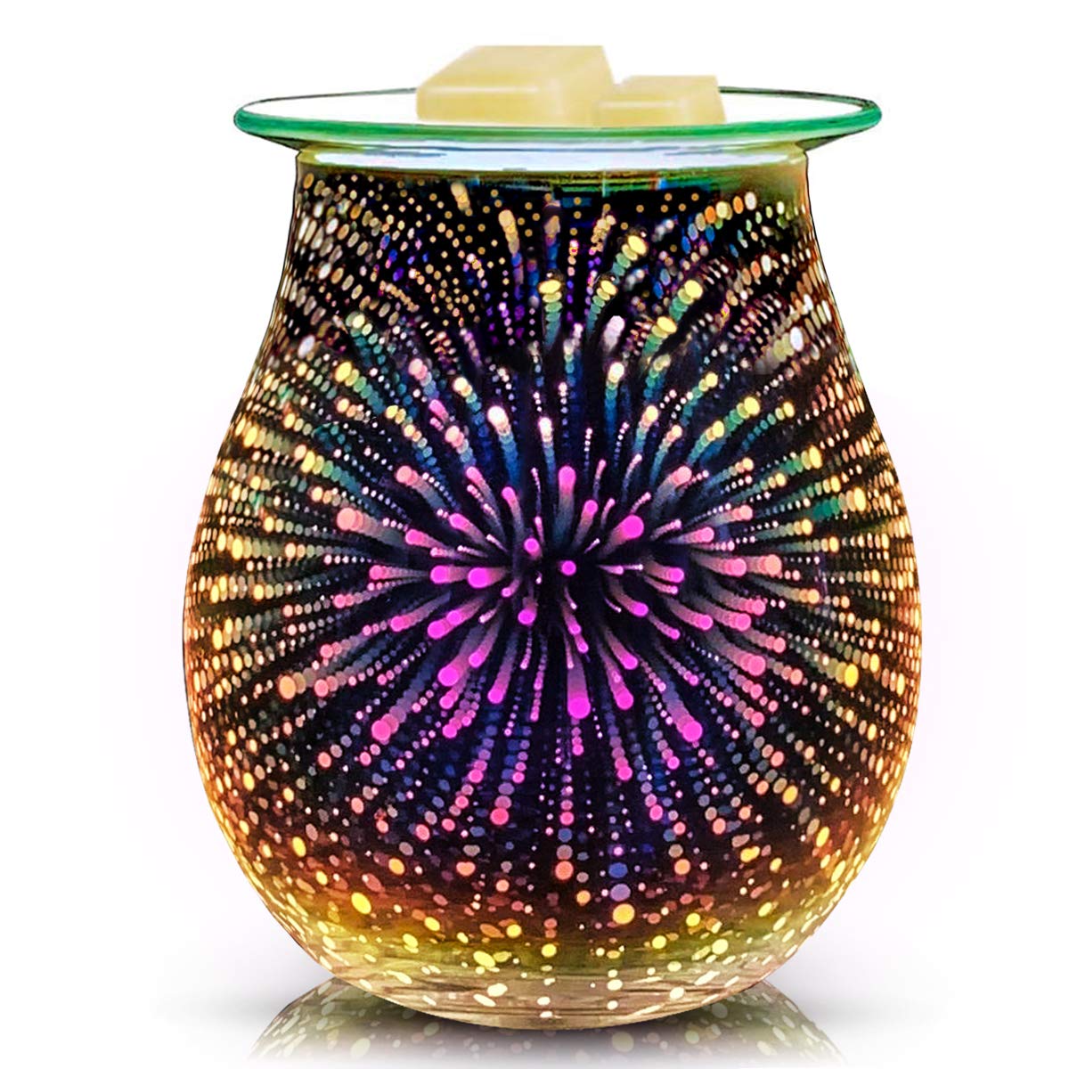 EQUSUPRO 3D Glass Electric Wax Melts Warmer Wax Burner Melter Fragrance Warmer for Home Office Bedroom Living Room Gifts & Decor