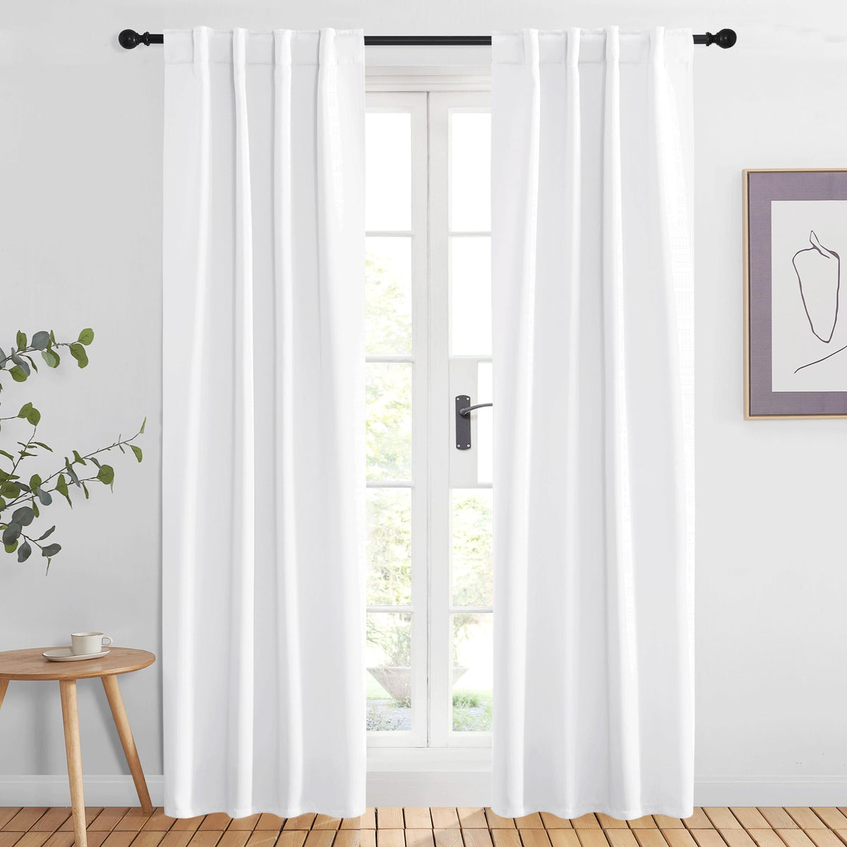 Nicetown Living Room Curtains - (White Color) W34 X L84, Set Of 2, Home Decor Modern Drapery Panels For Office/School/Hospital Window
