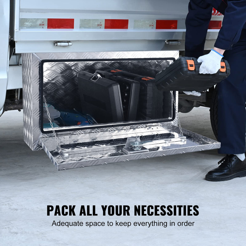 Vevor Underbody Truck Box, 30''  17''  18'' Pickup Storage Box, Heavy Duty Aluminum Diamond Plate Tool Box With Lock And Keys, W