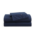 Tommy Hilfiger - Sheet Set, Cotton Percale Bedding with Matching Pillowcase, Crisp & Cool, Solid Home Essentials (Navy, Twin)
