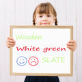 Eduway 15X12 Inch 2-In-1 Multipurpose Wooden Double-Sided Slate (White Board & Chalk Board) | White Side For Marker & Green Side
